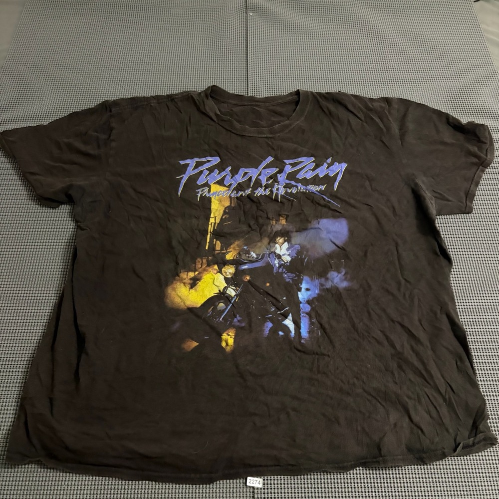 Prince Purple Rain Graphic T-Shirt Black Mens Estimated XXL Short Boxy Fit
